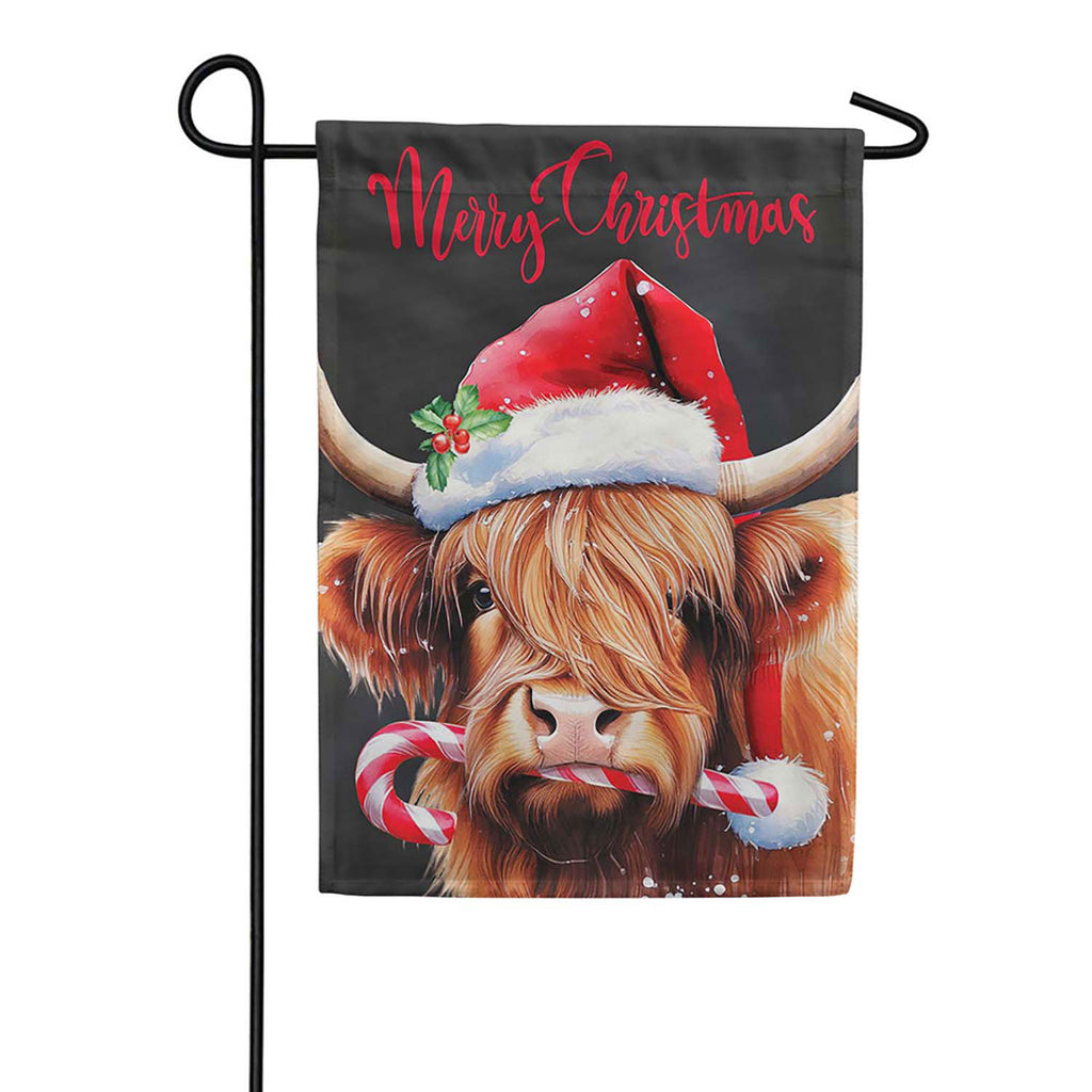 Evergreen Lustre Garden Flag - Holly Homestead Highland Cow
