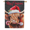 Evergreen Lustre House Flag - Holly Homestead Highland Cow