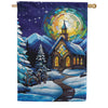 Evergreen Lustre House Flag - Stained Glass Church