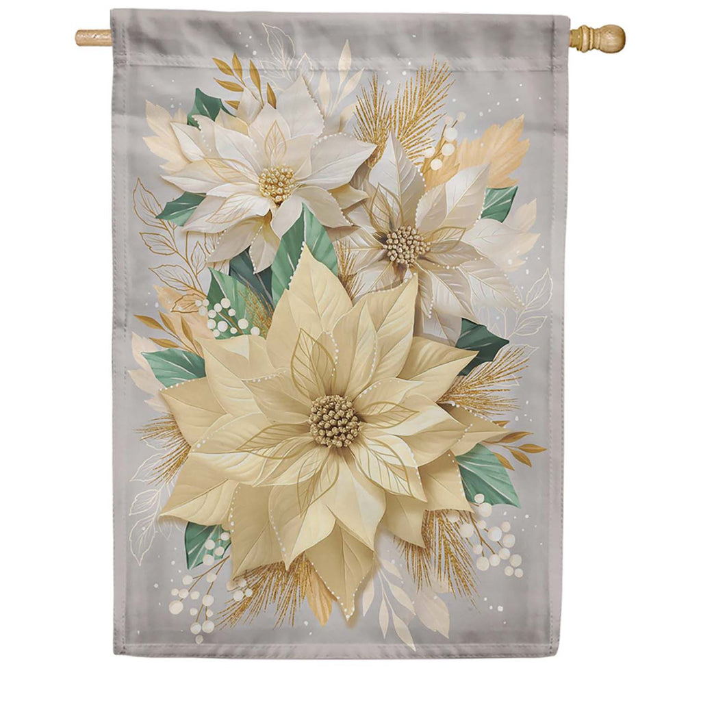 Evergreen Lustre House Flag - Pearl and Pine Floral
