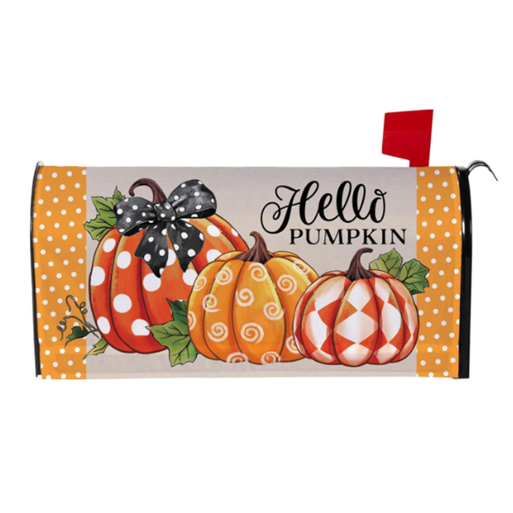 Evergreen Mailbox Cover - Patterned Pumpkin