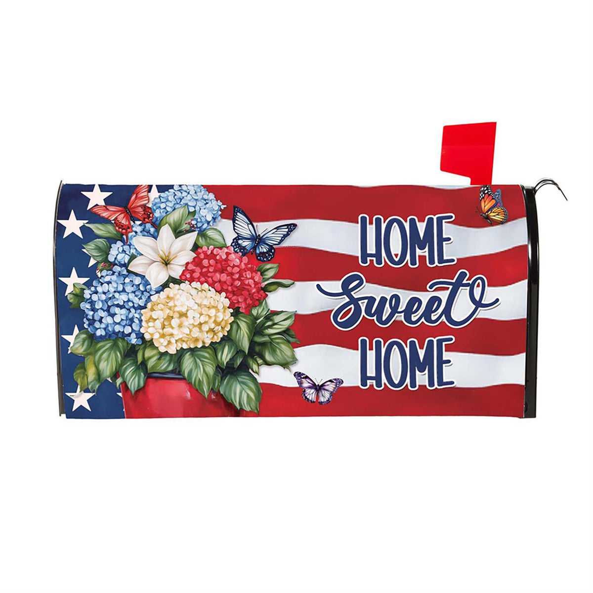 Evergreen Mailbox Cover - Patriotic Hydrangeas
