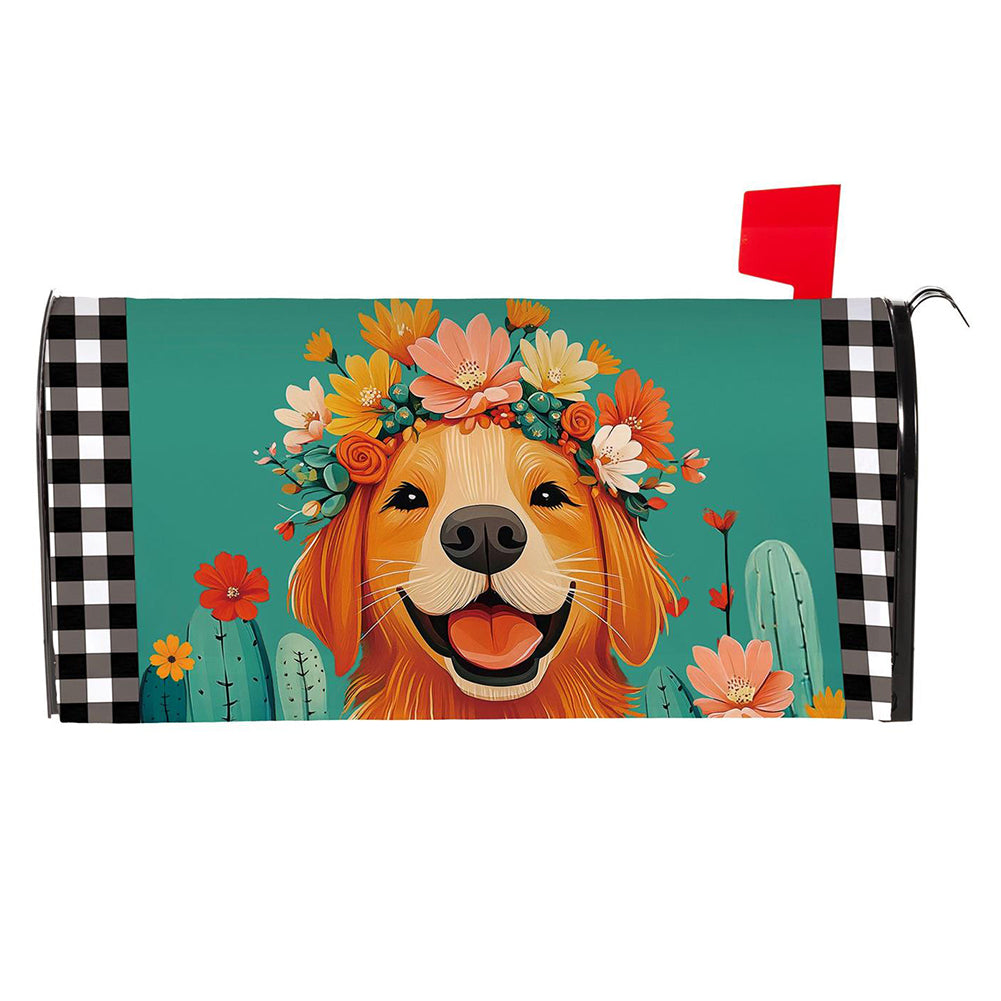 Evergreen Mailbox Cover - Floral Dog