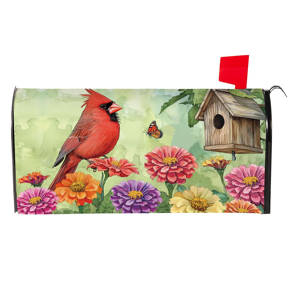 Evergreen Mailbox Cover - Spring Cardinal Time