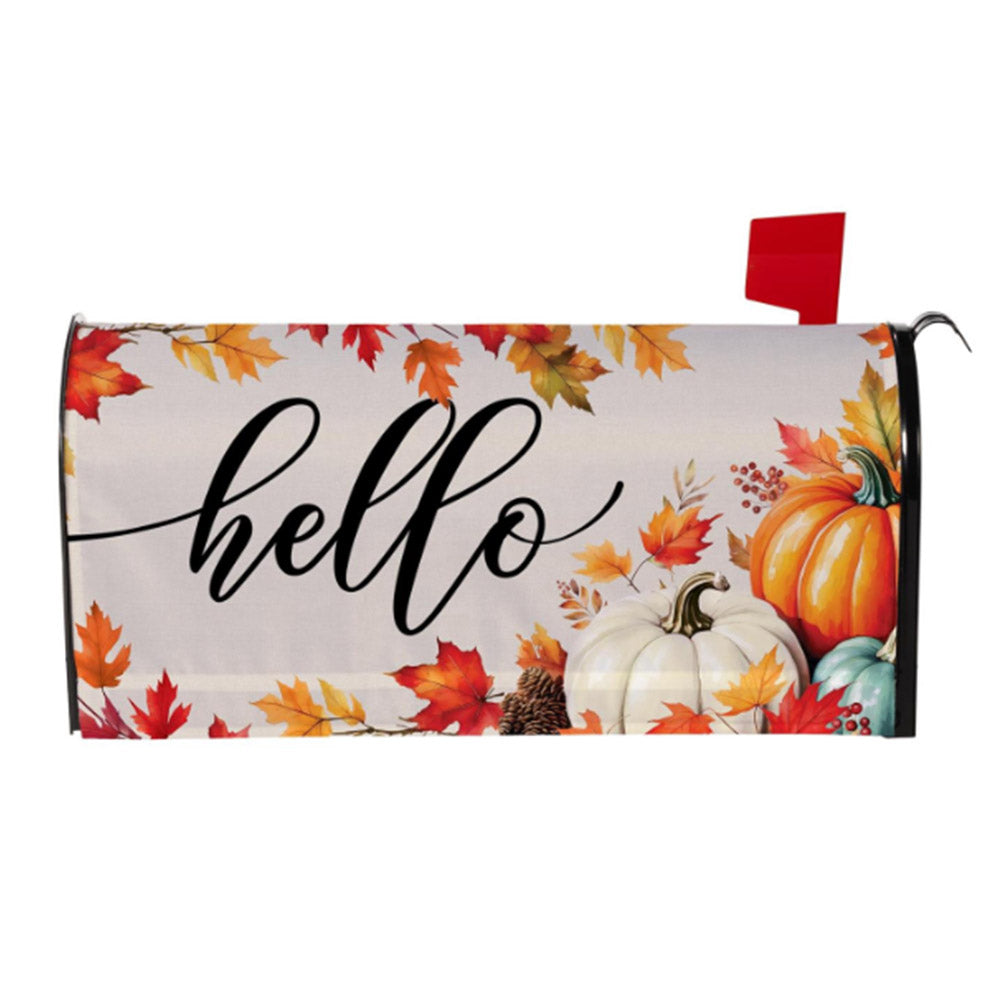 Evergreen Mailbox Cover - Hello Fall Pumpkin & Leaves