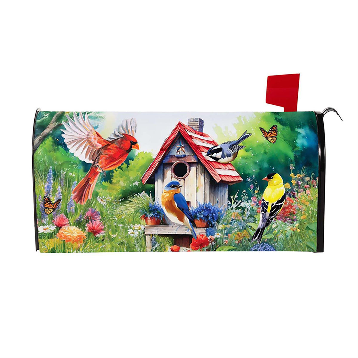 Evergreen Mailbox Cover - Americana Songbirds Garden