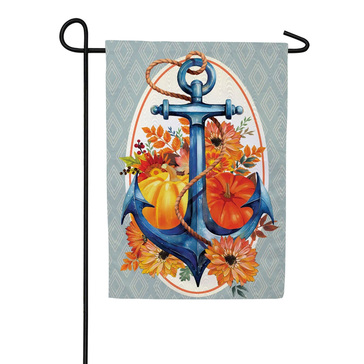 Evergreen Anchored in Fall Moire Garden Flag