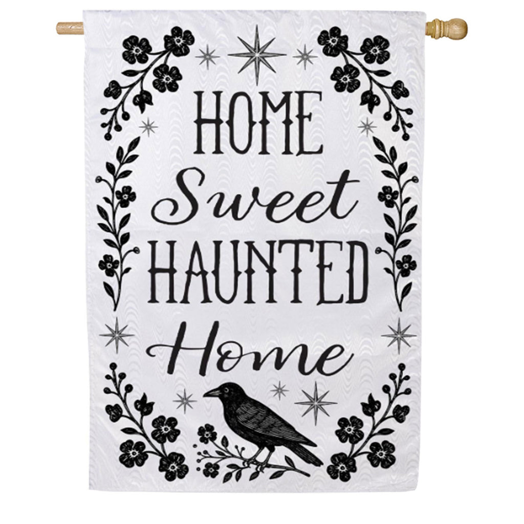 Evergreen Home Sweet Haunted Home Moire House Flag