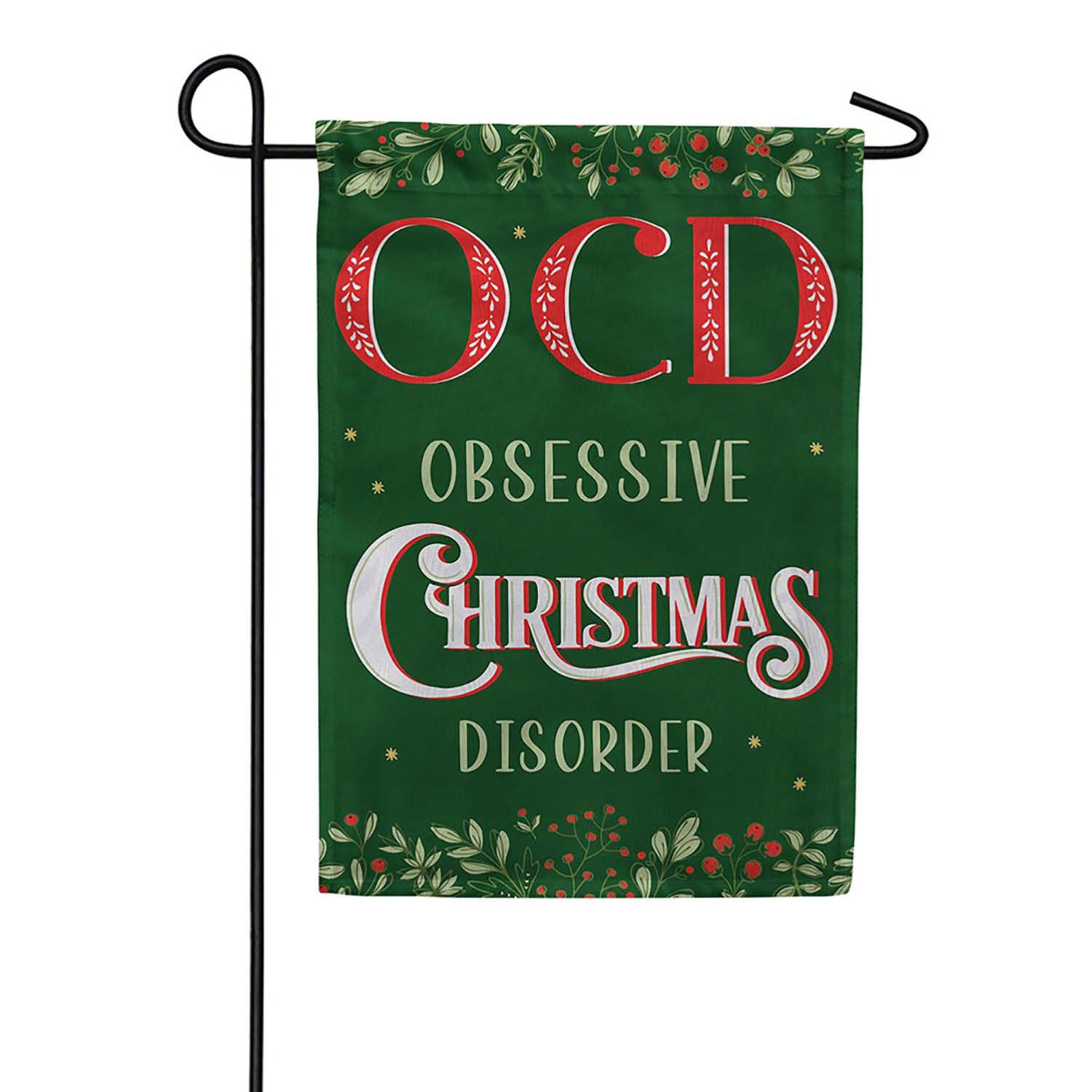Evergreen Obsessive Christmas Disorder Moire Garden Flag