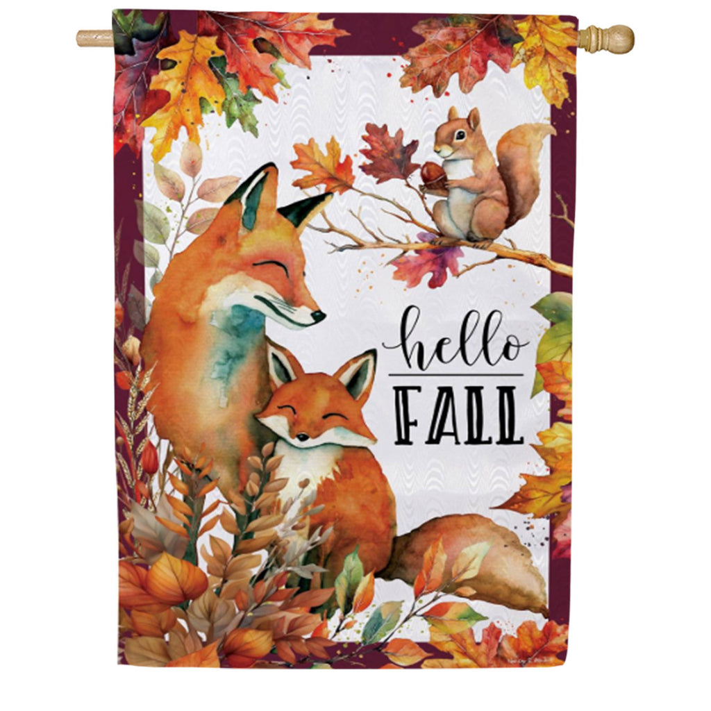Evergreen Fox Family Moire House Flag