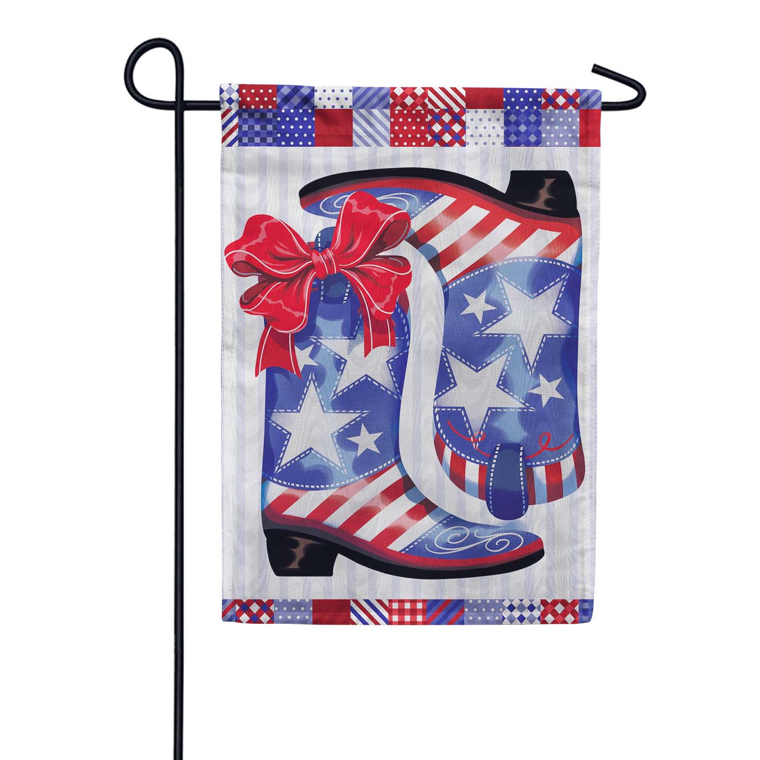 Evergreen Moire Garden Flag - Patriotic Western Boots