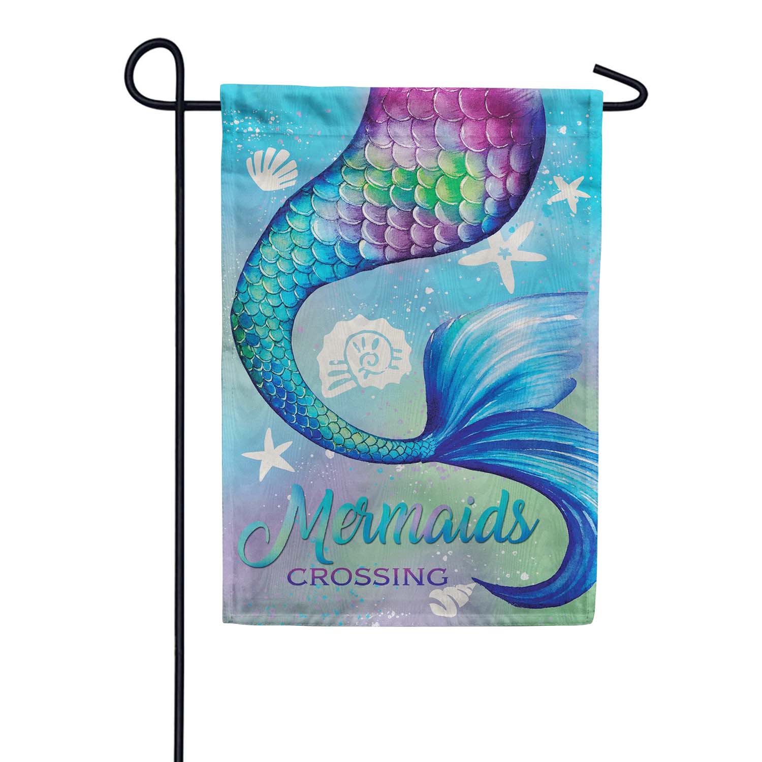 Evergreen Moire Garden Flag - Mermaid Crossing