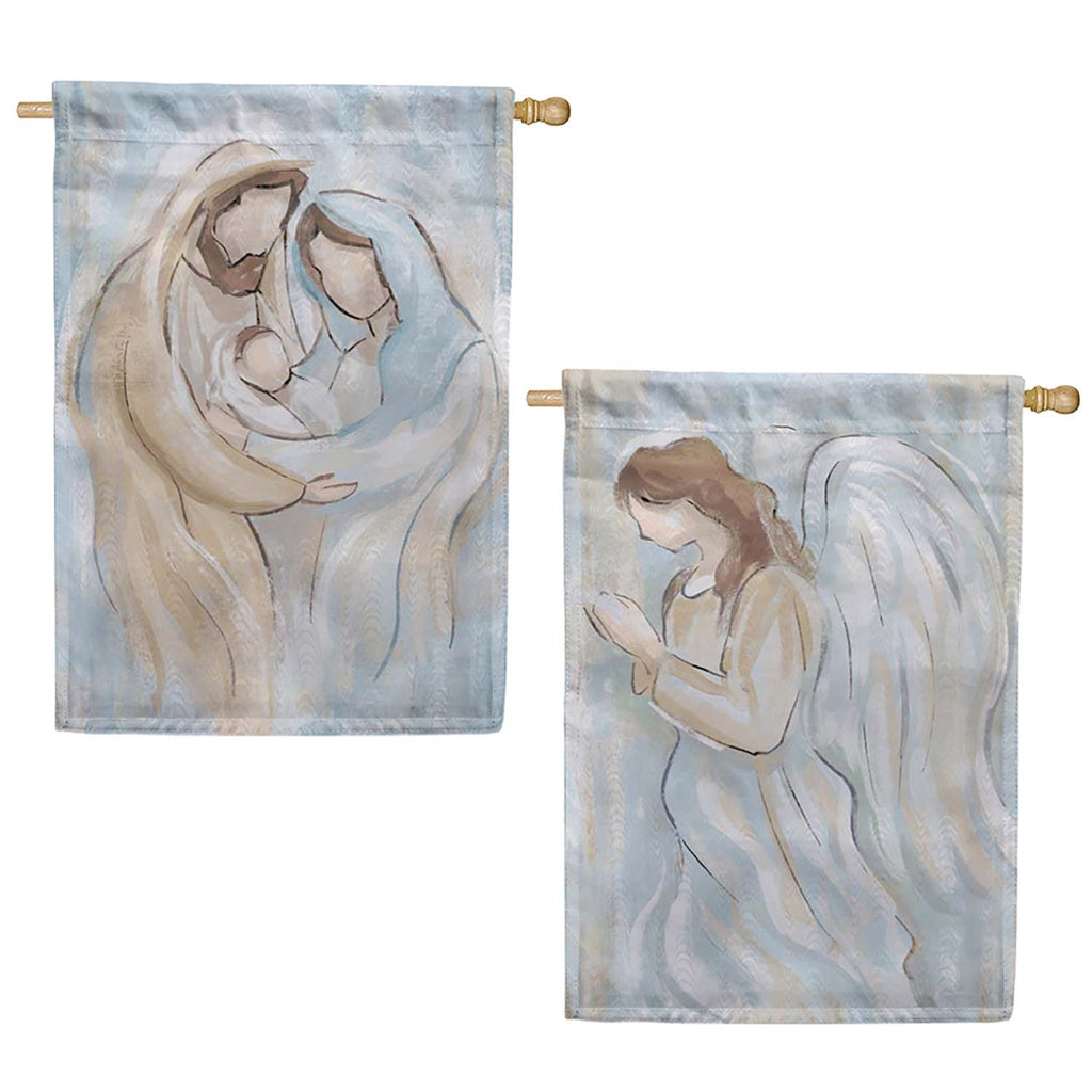 Evergreen Nativity Holy Miracle Moire House Flag