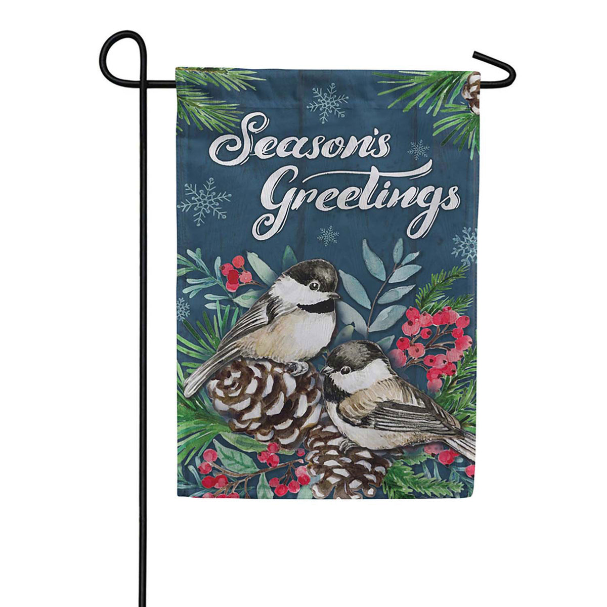 Evergreen Seasonal Chickadee Couple Moire Garden Flag 
