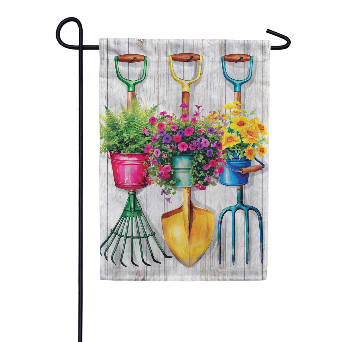 Evergreen Moire Garden Flag - Garden Tool Trio