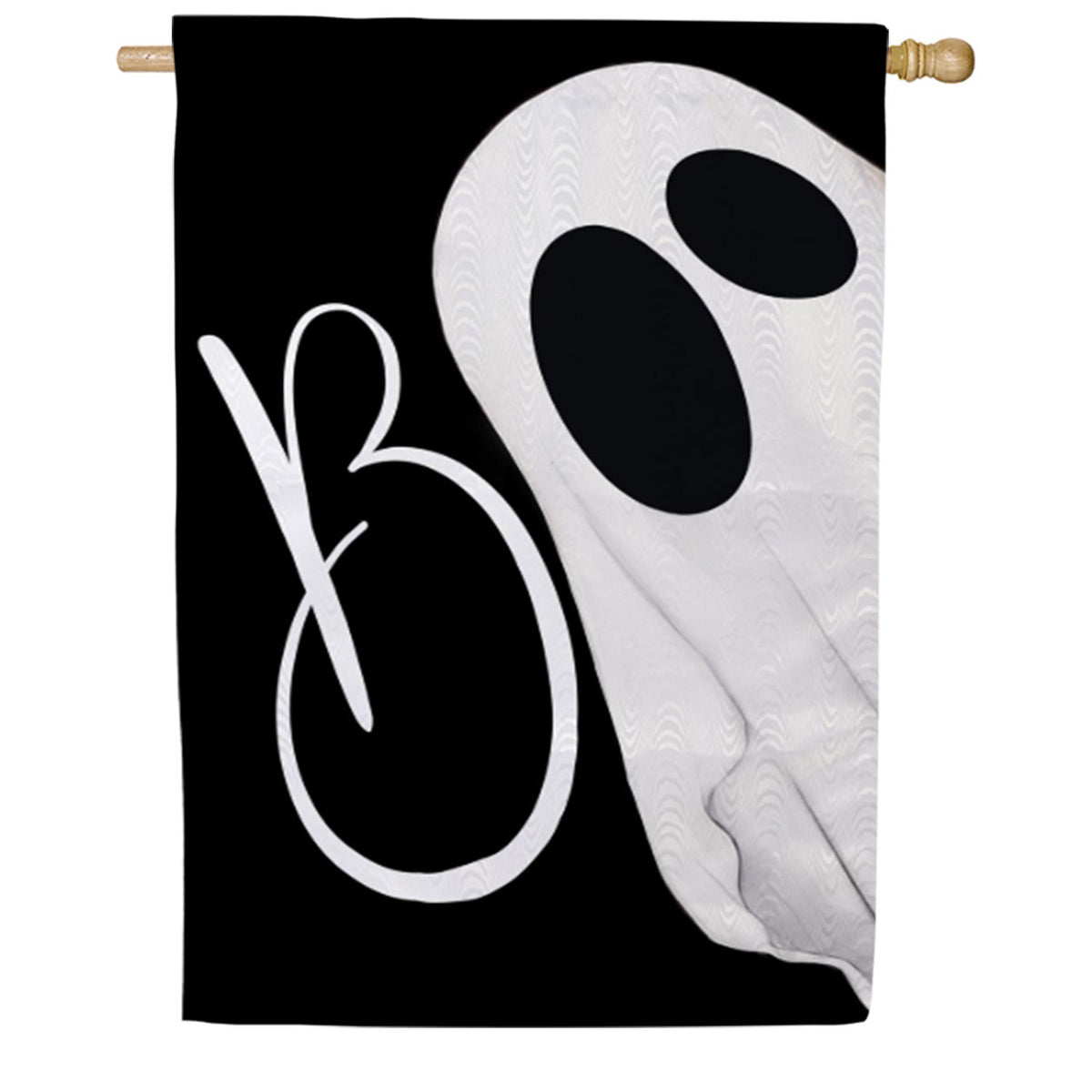 Evergreen Boo Ghost Moire House Flag