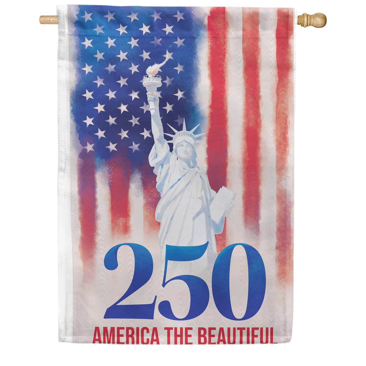 Evergreen Moire House Flag - 250th Anniversary America The Beautiful