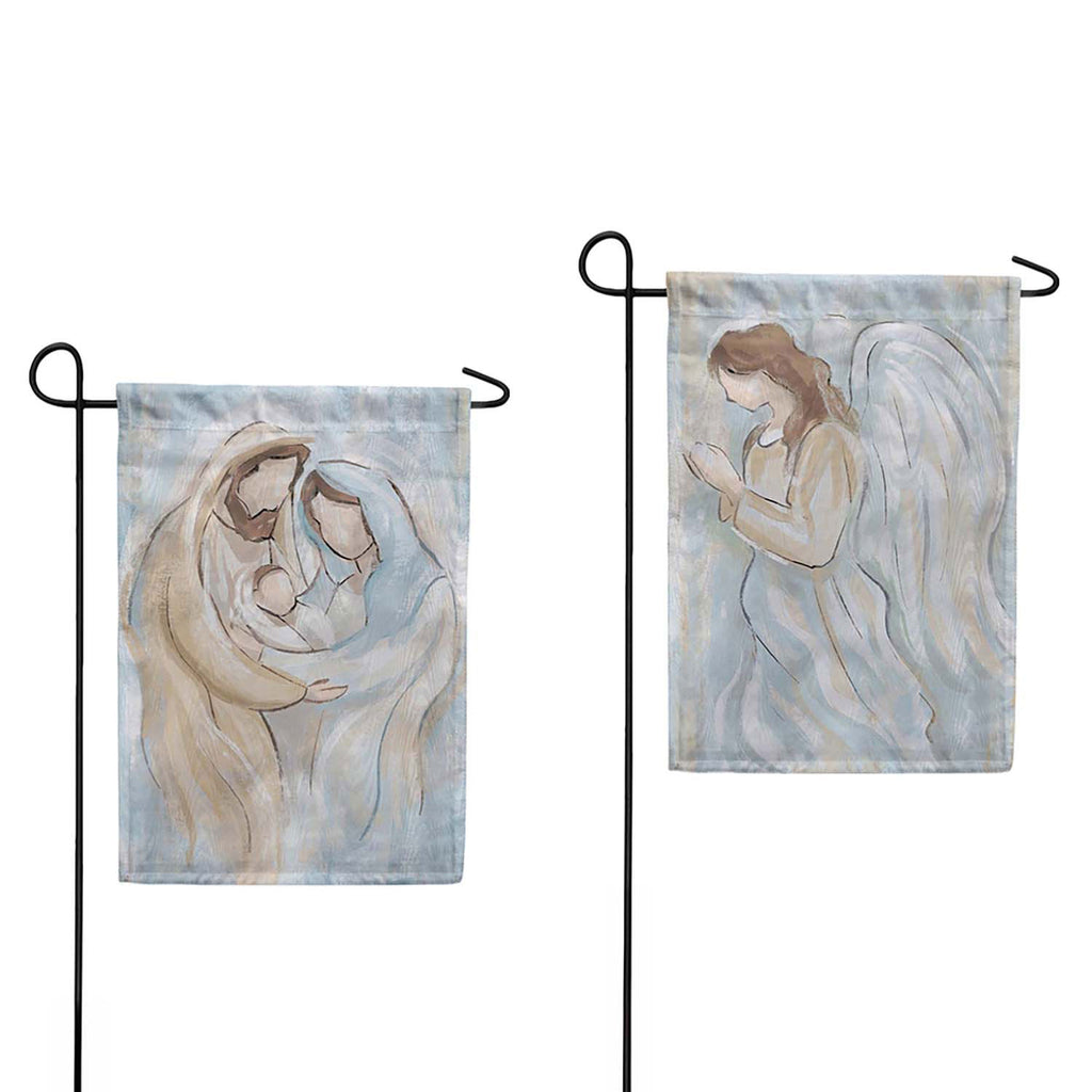Evergreen Nativity Holy Miracle Moire Garden Flag