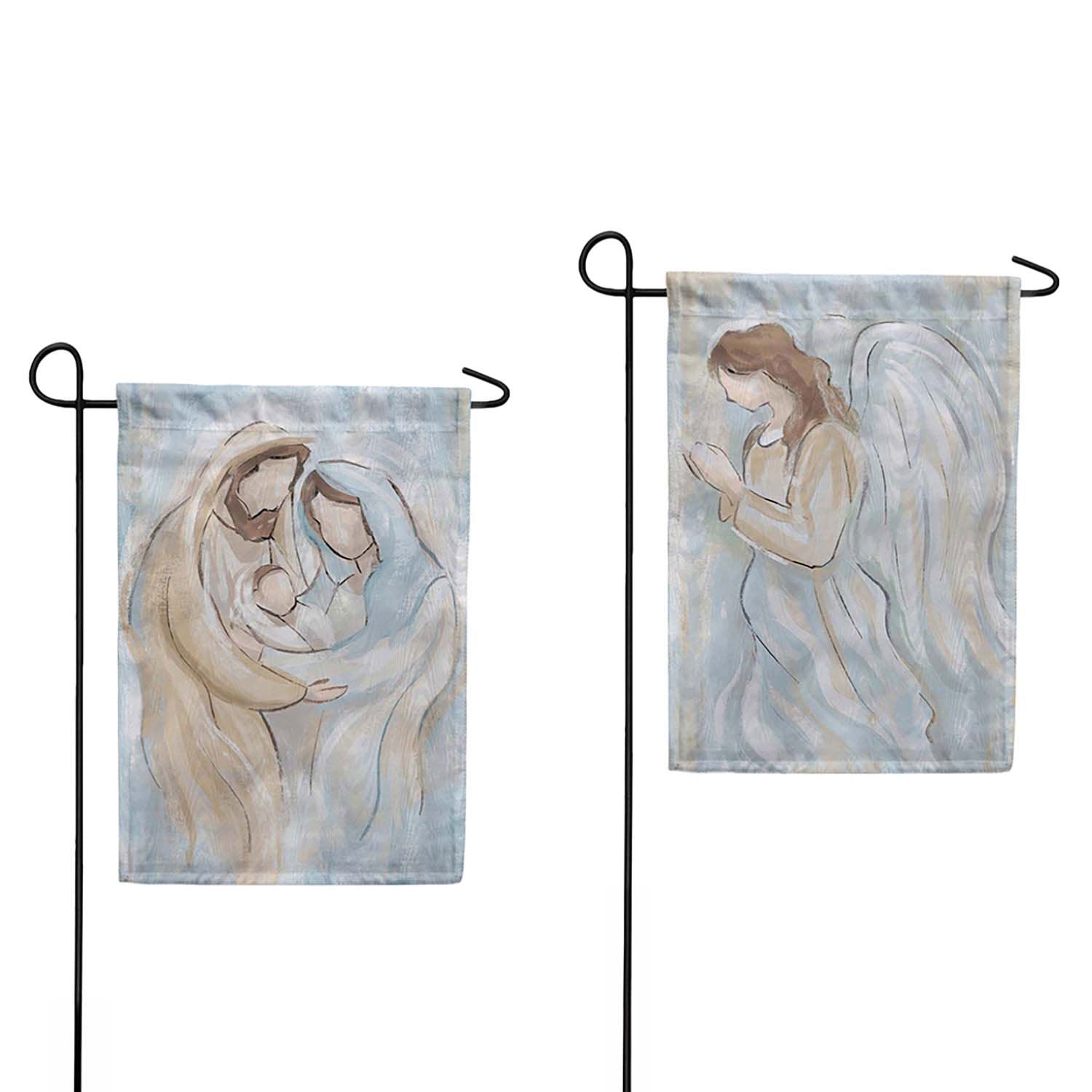 Evergreen Nativity Holy Miracle Moire Garden Flag