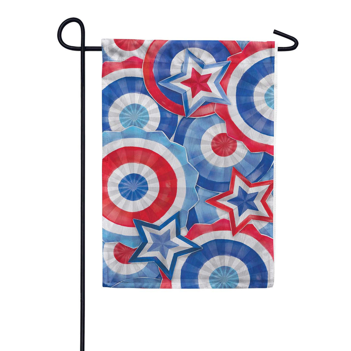 Evergreen Moire Garden Flag - Stars & Shields