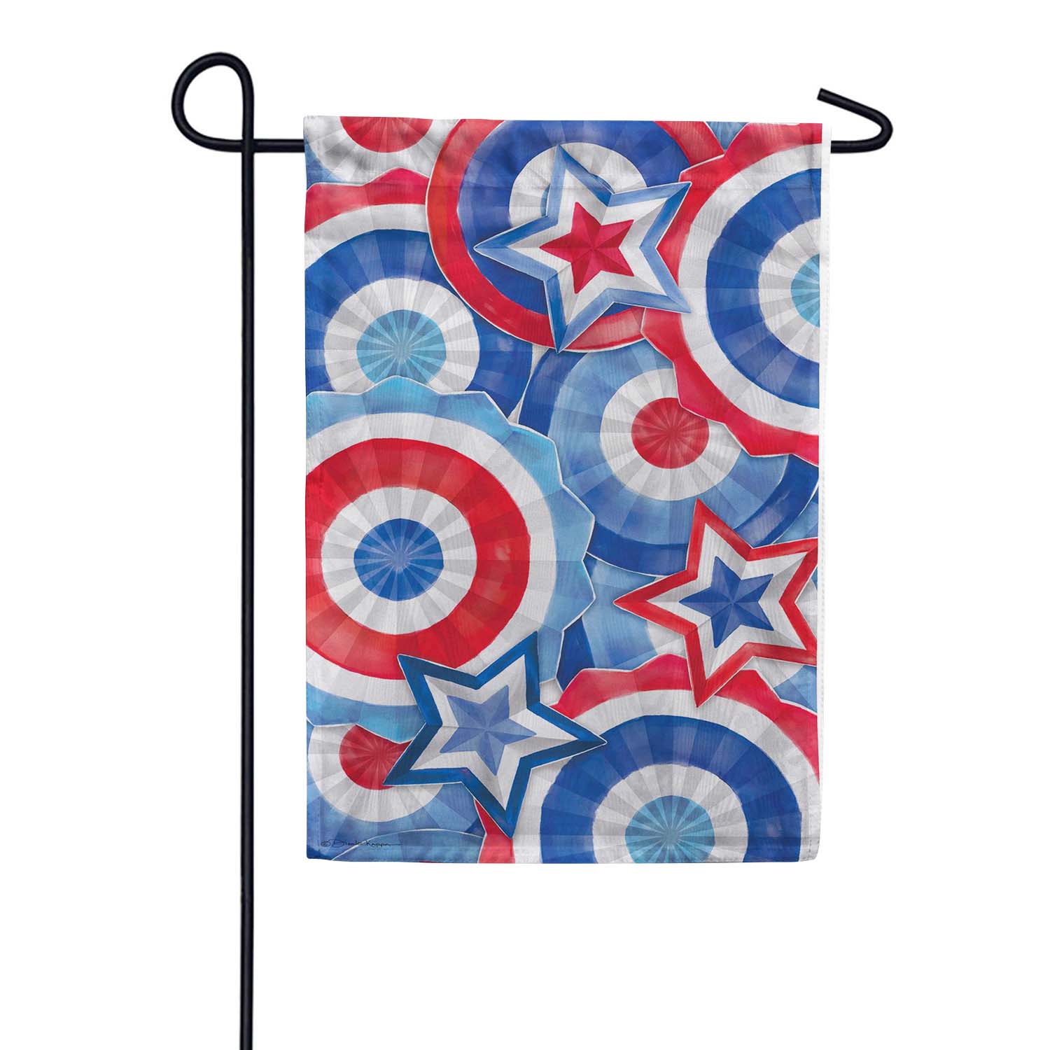 Evergreen Moire Garden Flag - Stars & Shields