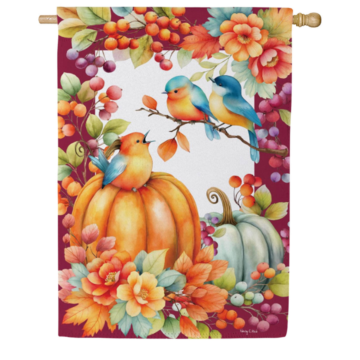 Evergreen Suede House Flag - Bird Talk