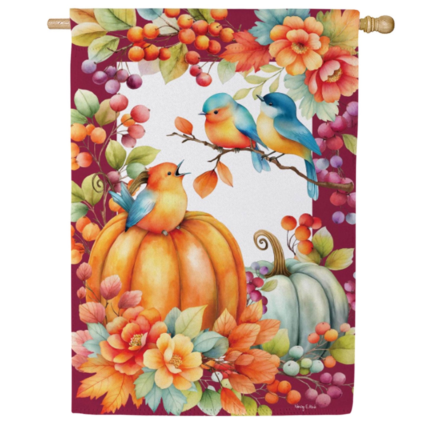 Evergreen Suede House Flag - Bird Talk