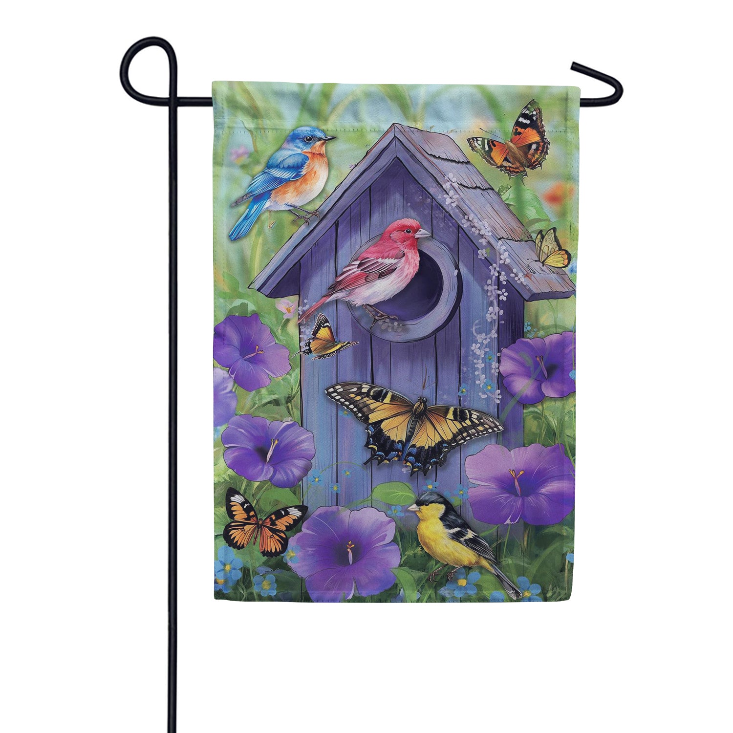 Evergreen Suede 2-Sided Garden Flag - Morning Glory Festival