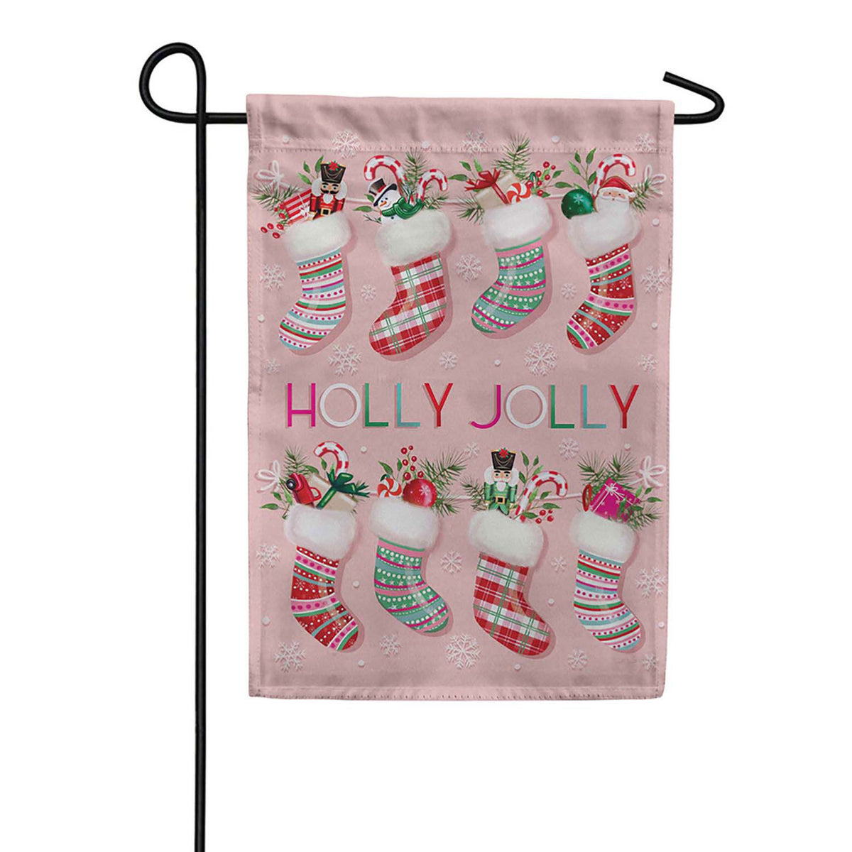 Evergreen Sweet Jolly Stockings Suede 2-Sided Garden Flag