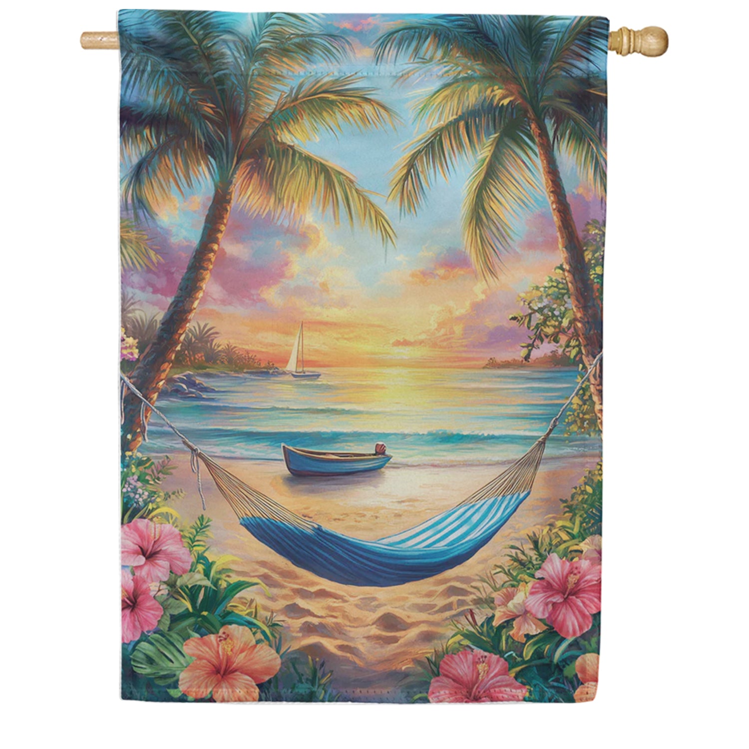 Evergreen View Of Paradise Suede House Flag