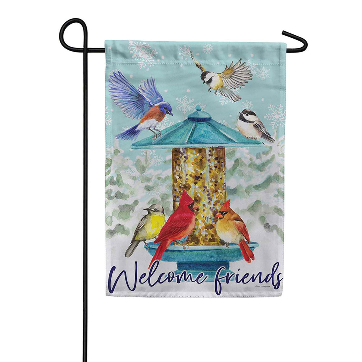 Evergreen Birdfeeder Wonderland Suede 2-Sided Garden Flag