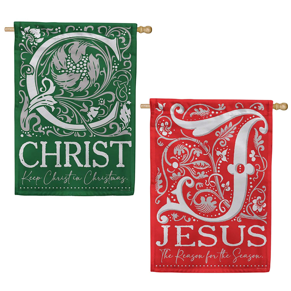 Evergreen  JC For Christmas Front Back Suede 2-Sided House Flag