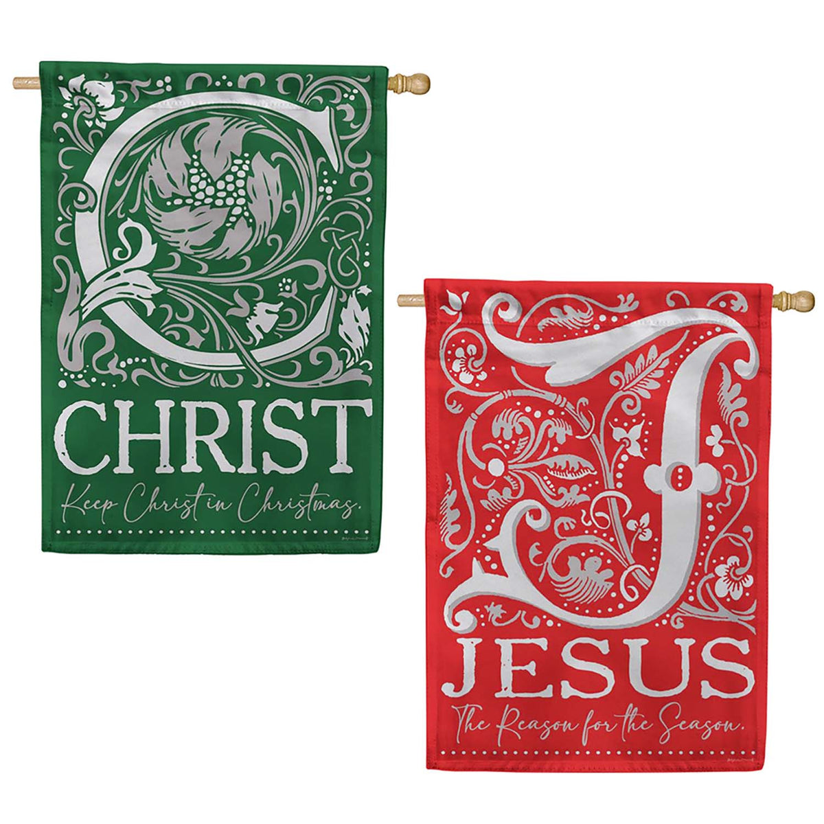 Evergreen  JC For Christmas Front Back Suede 2-Sided House Flag