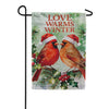 Evergreen Snowbirds Love Warms Winter Suede 2-Sided Garden Flag