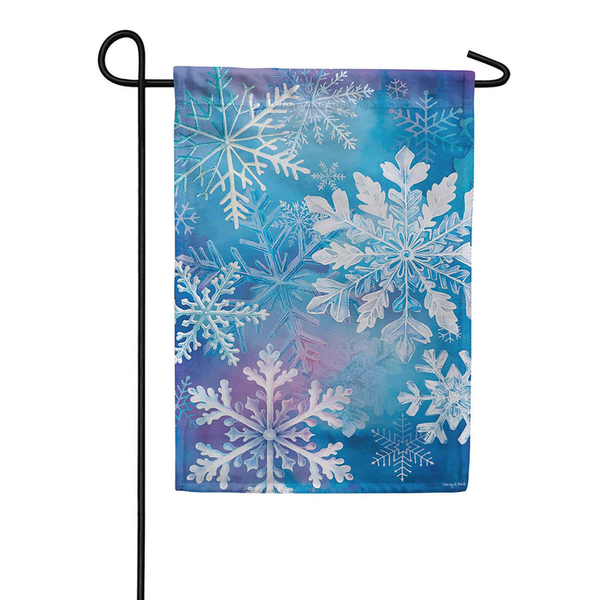 Evergreen Snowflake Dance Suede 2-Sided Garden Flag
