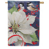 Evergreen Chickadees With Poinsettia Suede 2-Sided House Flag