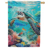 Evergreen Suede 2-Sided House Flag - Aquatic Life