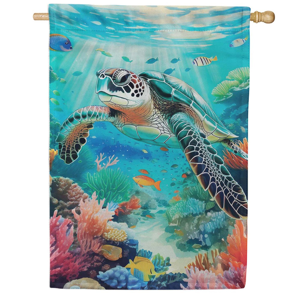Evergreen Suede 2-Sided House Flag - Aquatic Life