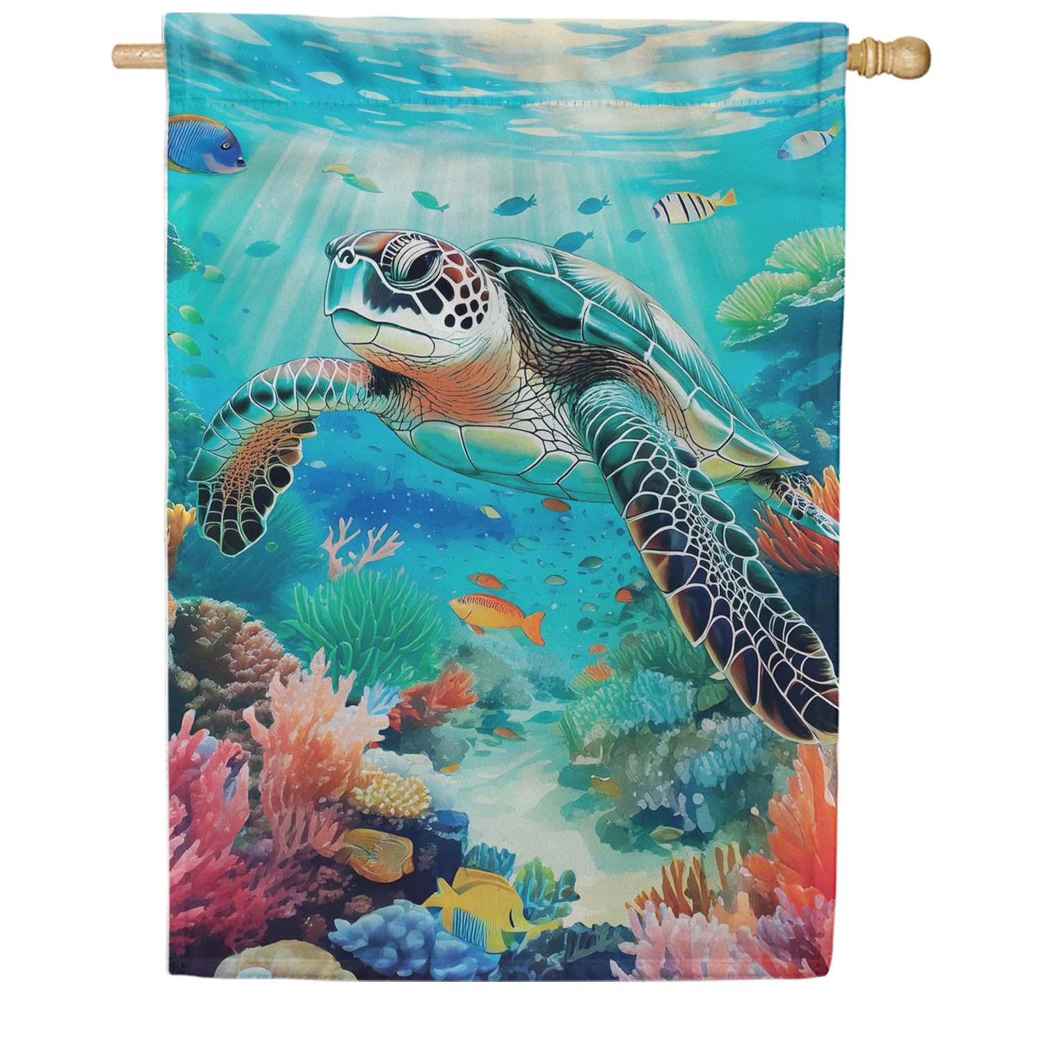 Evergreen Suede 2-Sided House Flag - Aquatic Life