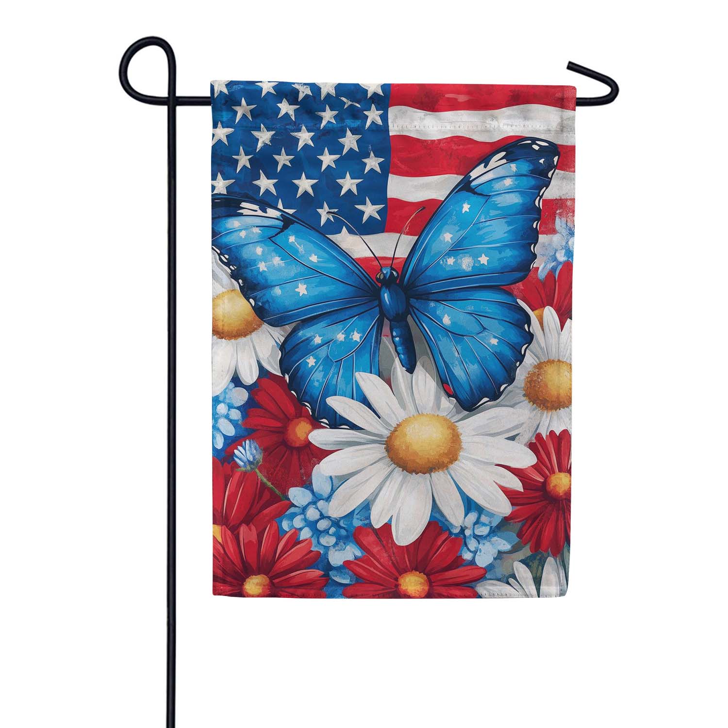 Evergreen Suede 2-Sided Garden Flag - Patriotic Butterfly
