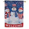 Evergreen Patriotic Snowman Trio Suede 2-Sided House Flag