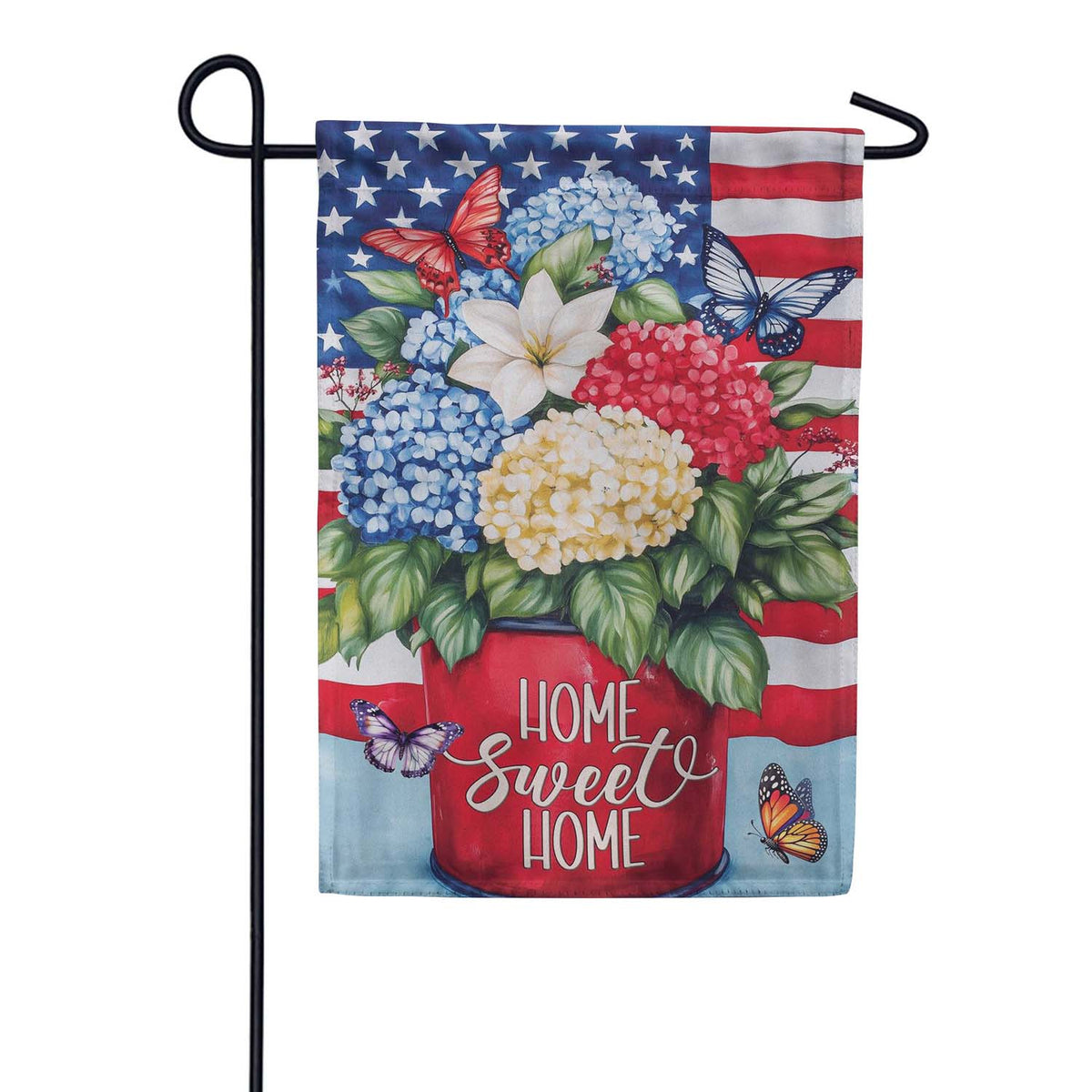 Evergreen Patriotic Hydrangeas Suede 2-Sided Garden Flag 12.5" x 18"