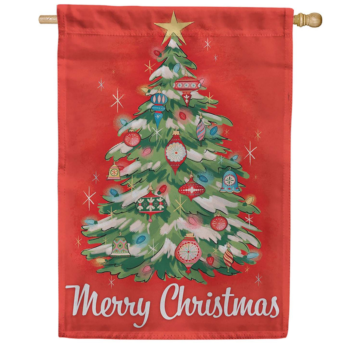 Evergreen Heartfelt Cheer Christmas Tree Suede 2-Sided House Flag