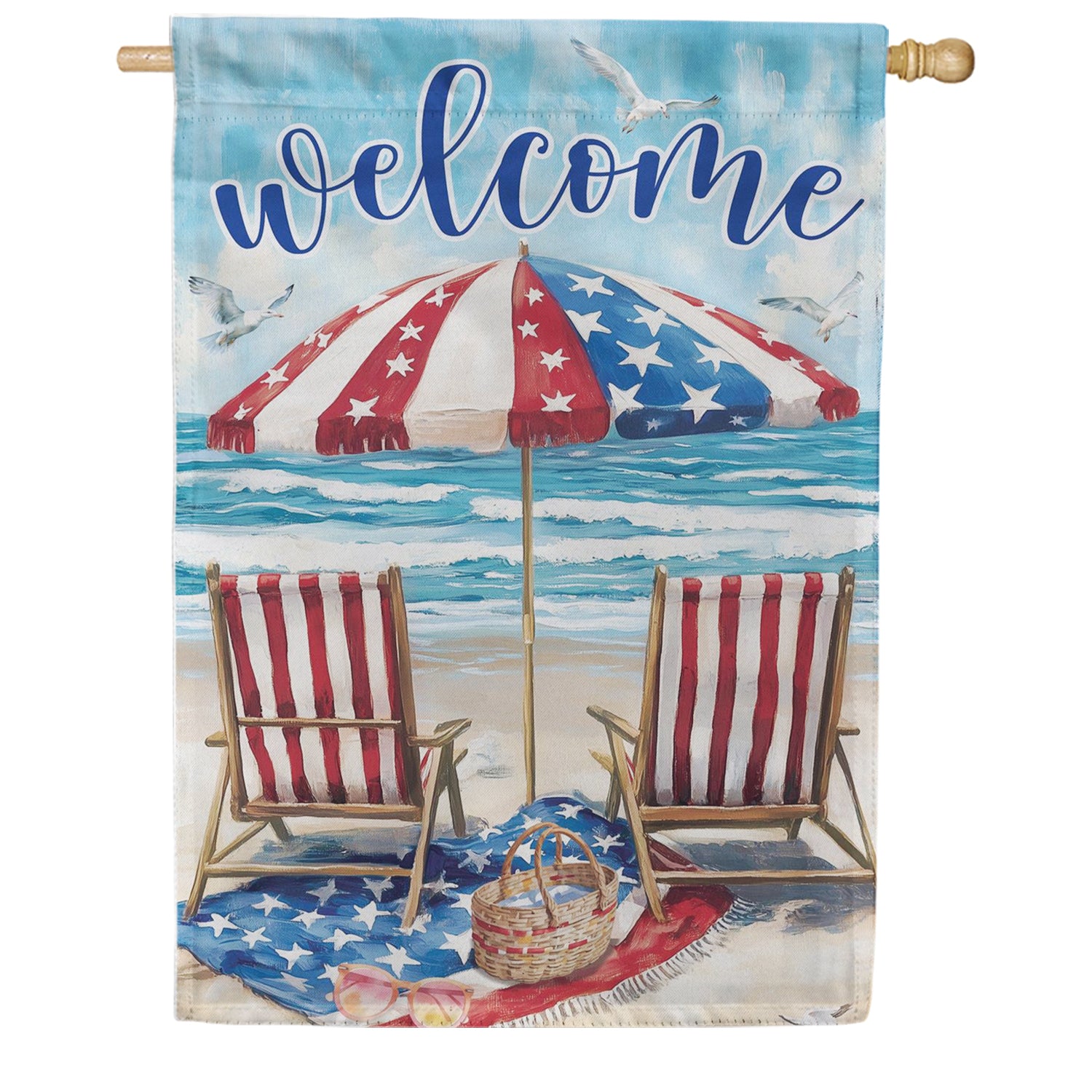 Evergreen Suede 2-Sided House Flag - Patriotic Paradise