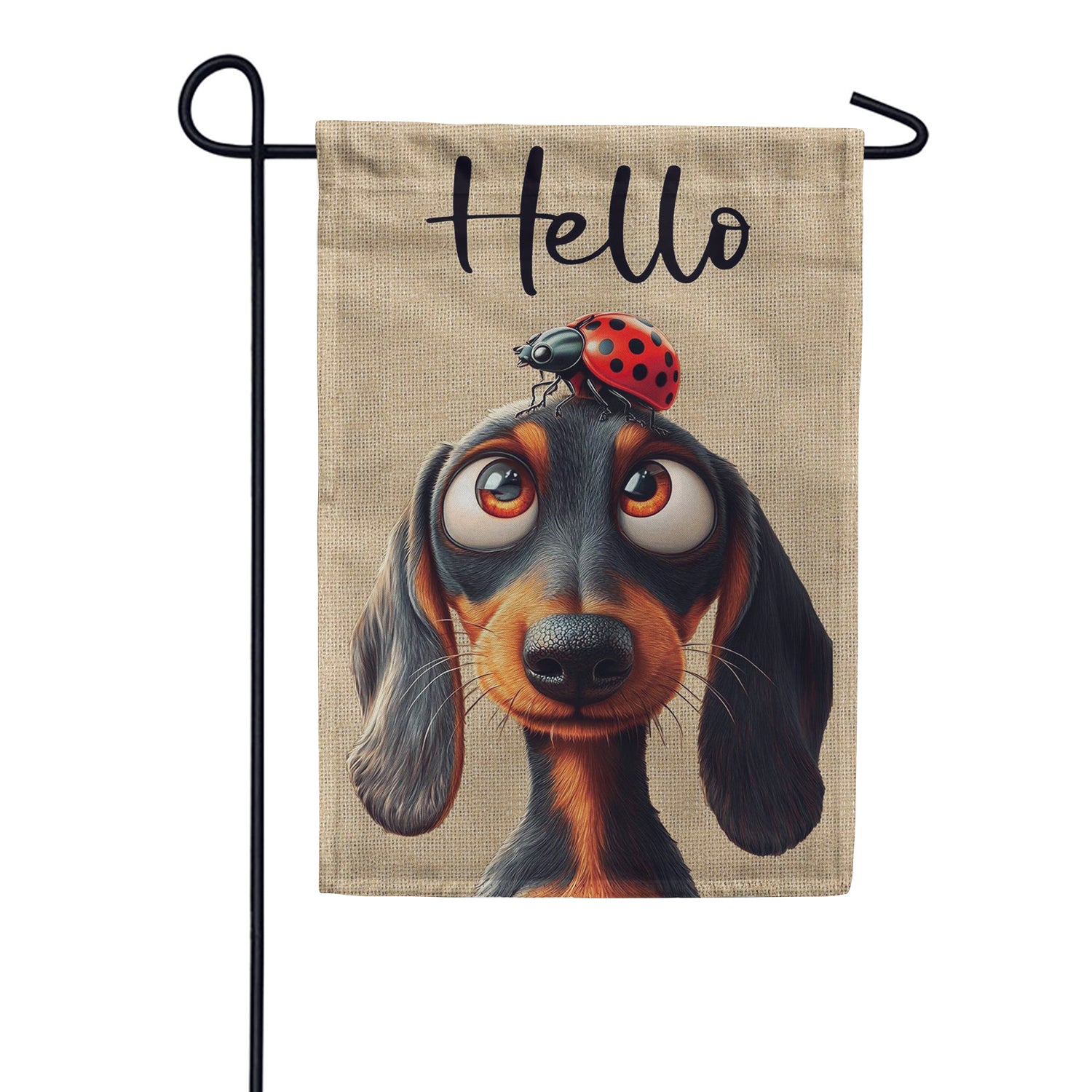 Evergreen Suede 2-Sided Garden Flag - Dog & Ladybug
