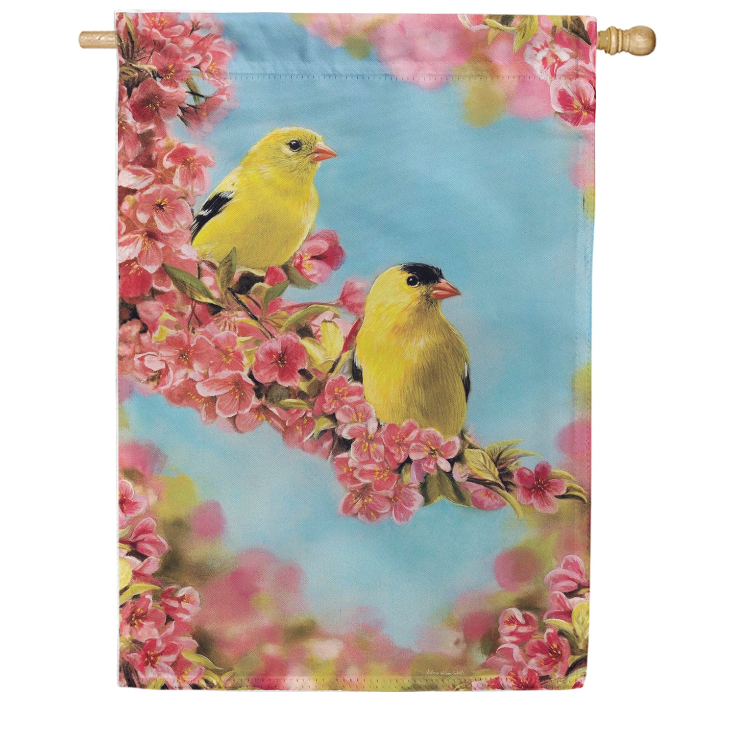 Evergreen Suede 2-Sided House Flag - Goldfinch Quartet