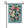 Evergreen Pink Bow Bells Suede 2-Sided Garden Flag