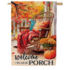 Evergreen Suede House Flag - Welcome to Our Porch