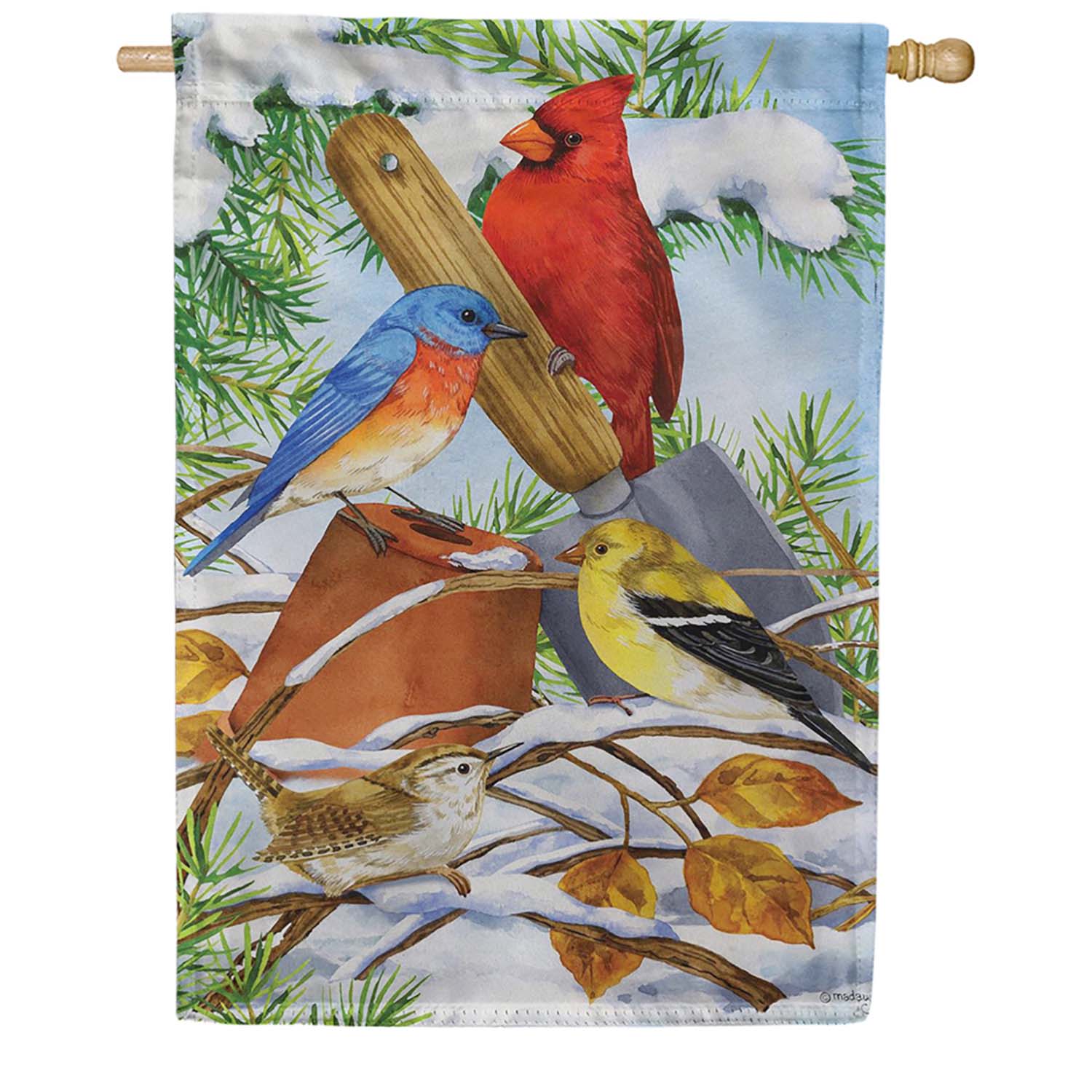 Evergreen Winter Gardeners Suede 2-Sided House Flag