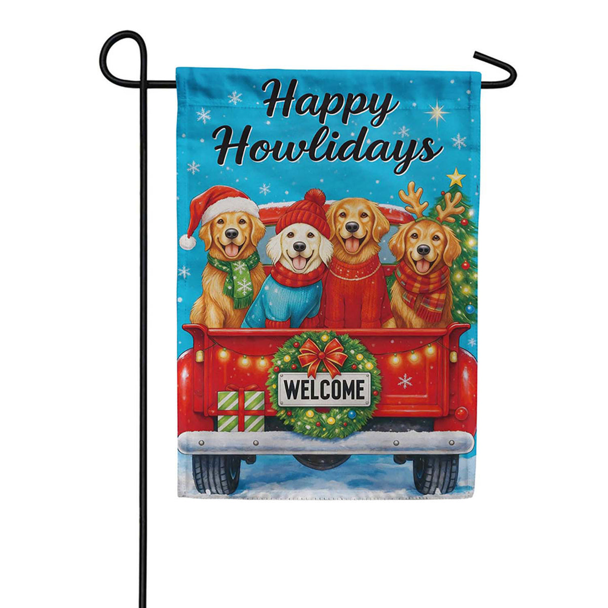 Evergreen Happy Howlidays Suede 2-Sided Garden Flag